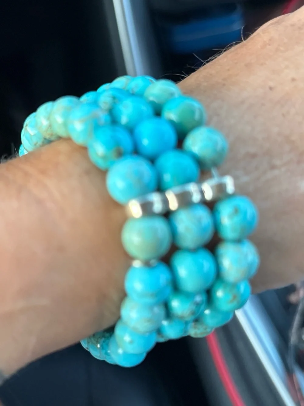 Whitney Kelly Blue Turquoise Triple-Strand Stretch Bracelet